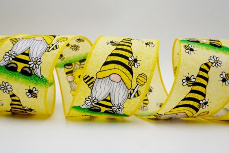 Fita de tecido plano_primavera abelha elfo com abelhas amarelas
